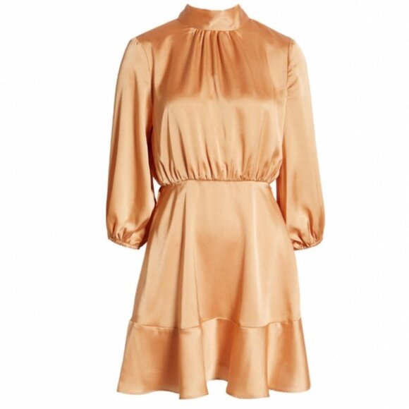 NEW Vici Collection Satin Balloon Sleeve Dress Size Large Nordstrom Tie Neck L - Picture 3 of 10